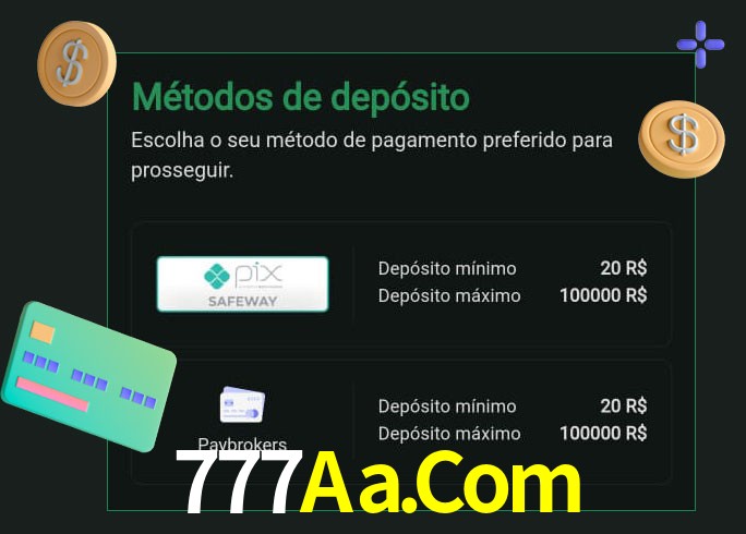 O cassino 777Aa.Com oferece uma grande variedade de métodos de pagamento